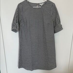 Black and White Checkered Dress with Bow Sleeves